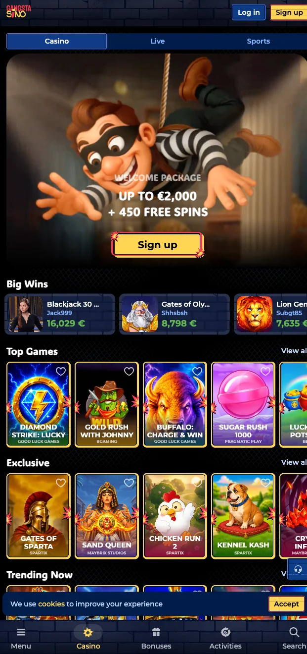 Aplicația Gangstasino Casino